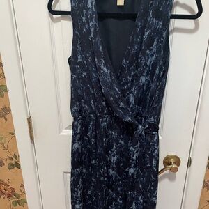 Michael Kors Navy Patterned Midi Dress